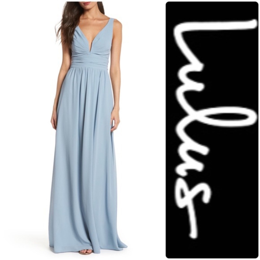 Lulu’s V-Neck Chiffon Bridesmaid Gown